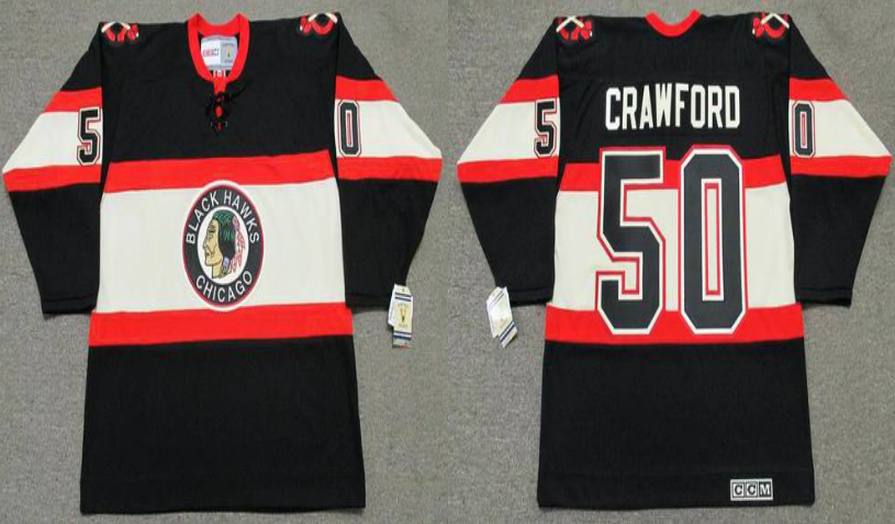 2019 Men Chicago Blackhawks 50 Crawford black CCM NHL jerseys